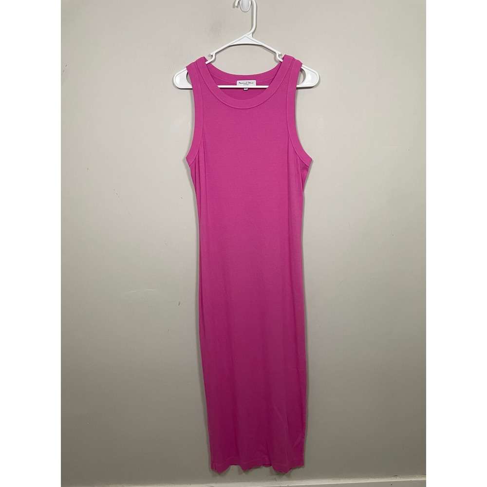 Michael Stars Ribbed Sleeveless Maxi‎ Dress in Pink Size Large Casual Essential